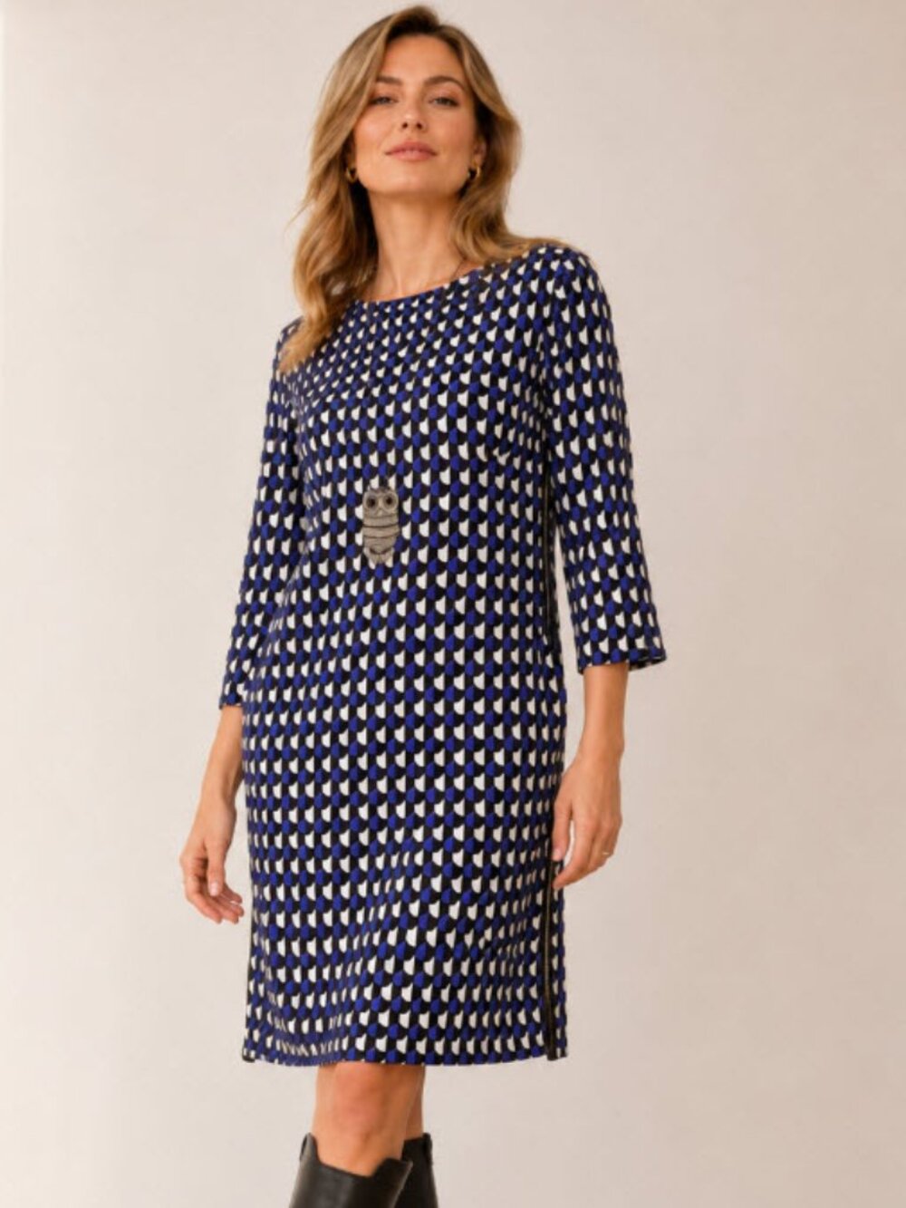J Crew Blue Print Sleeve Midi Dress medium